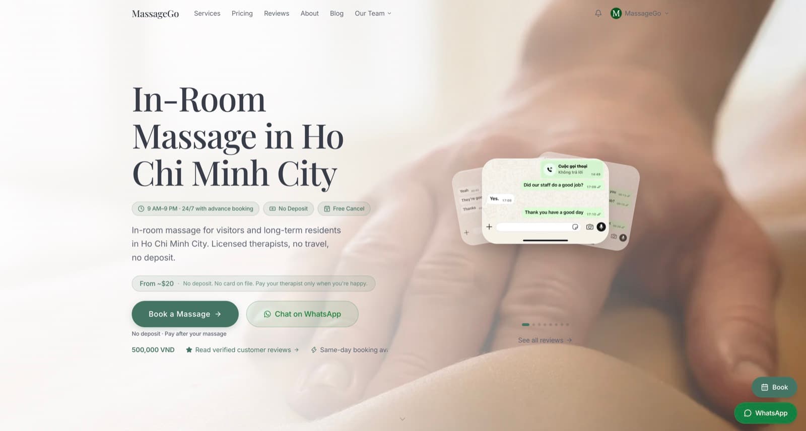 MassageGo 홈페이지: 호치민시 객실 방문 마사지 예약 서비스